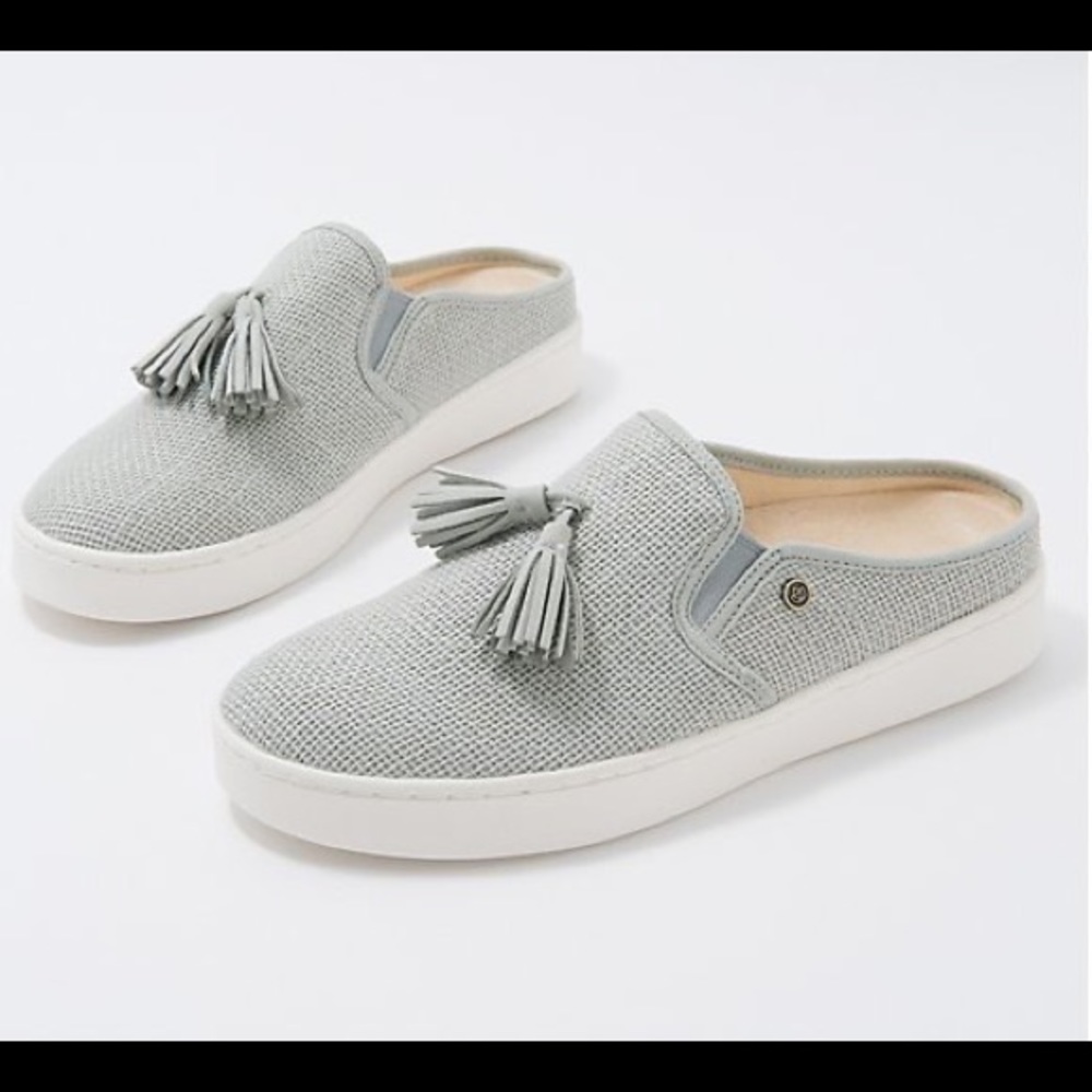 Spenco Orthotic Slip-On Slide Gray Mules - Celine Raffia Sz 7D - Picture 2 of 9